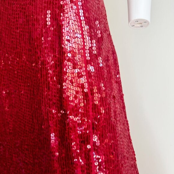 Joseph Ribkoff Gala Red Dequion Low Plunge Open Back Bia Cut Gown M - Picture 5 of 12